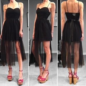 Black Bustier Mesh Black Midi Dress Party Collection Formal Satin Bow Prom Event